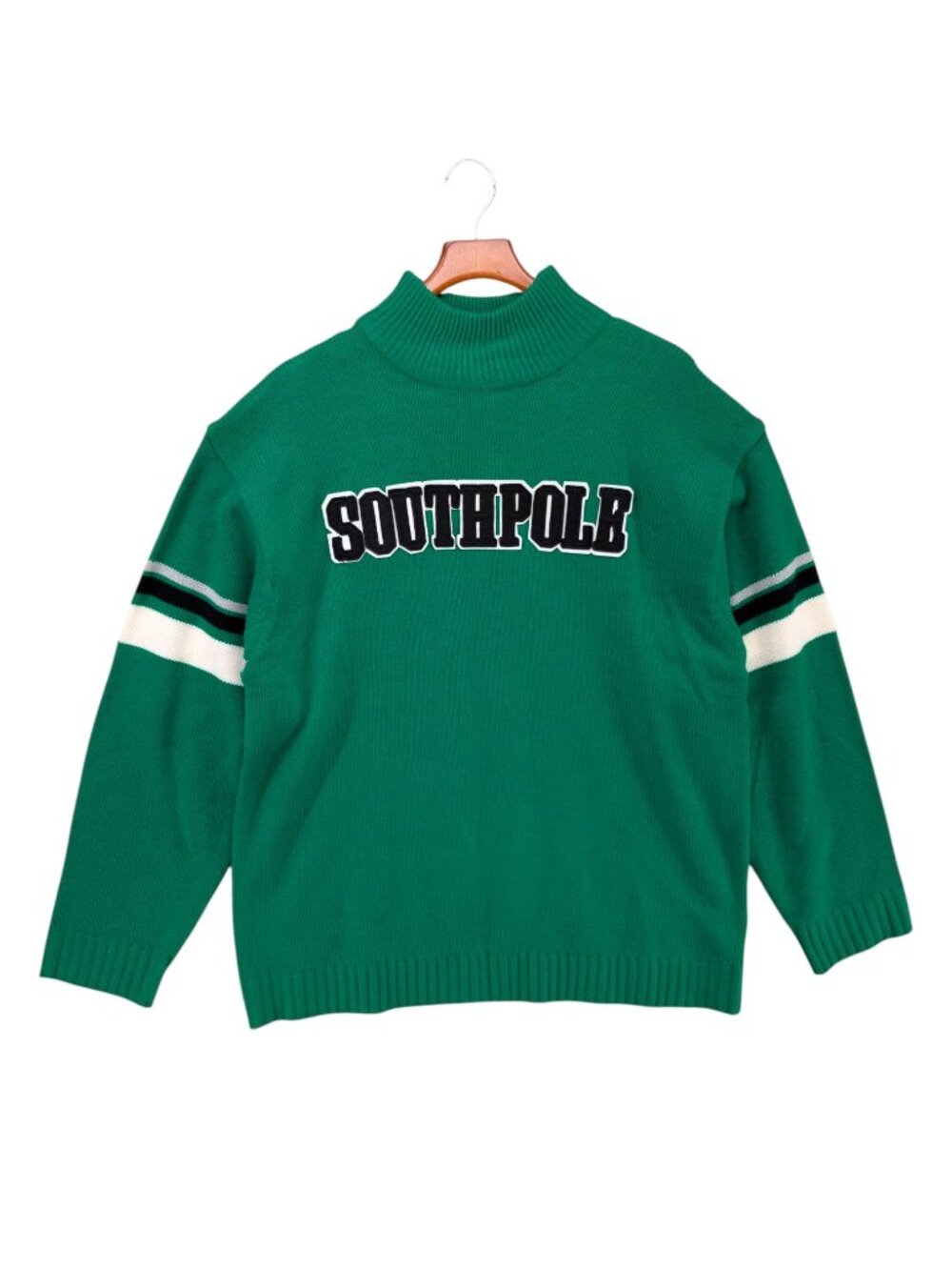 Southpole Chunky Knit Sweater Mens Green Mock Neck Y2K Streetwear Size XL